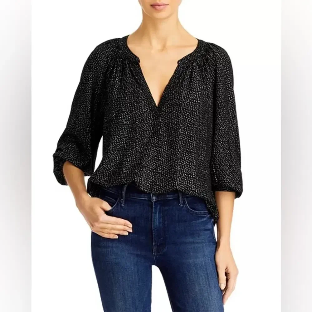 Velvet By Graham & Spencer Shirley Metallic Dot Print Blouse